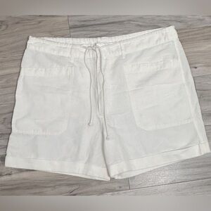 Sundance Women's Linen Cotton Blend White Cargo Shorts Size‎ Large NWOT!